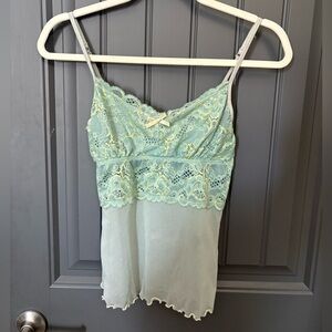 Mermaid Lace Trim and Mesh Cami Top
